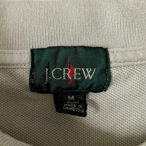 J.Crew Long Sleeve Polo Shirt Men’s Medium Beige Classic Cotton - Picture 3 of 3